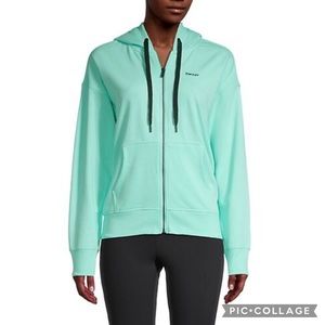 DKNY SPORT Two-Tone Zip-Up Hoodie: Beach Blue - Large